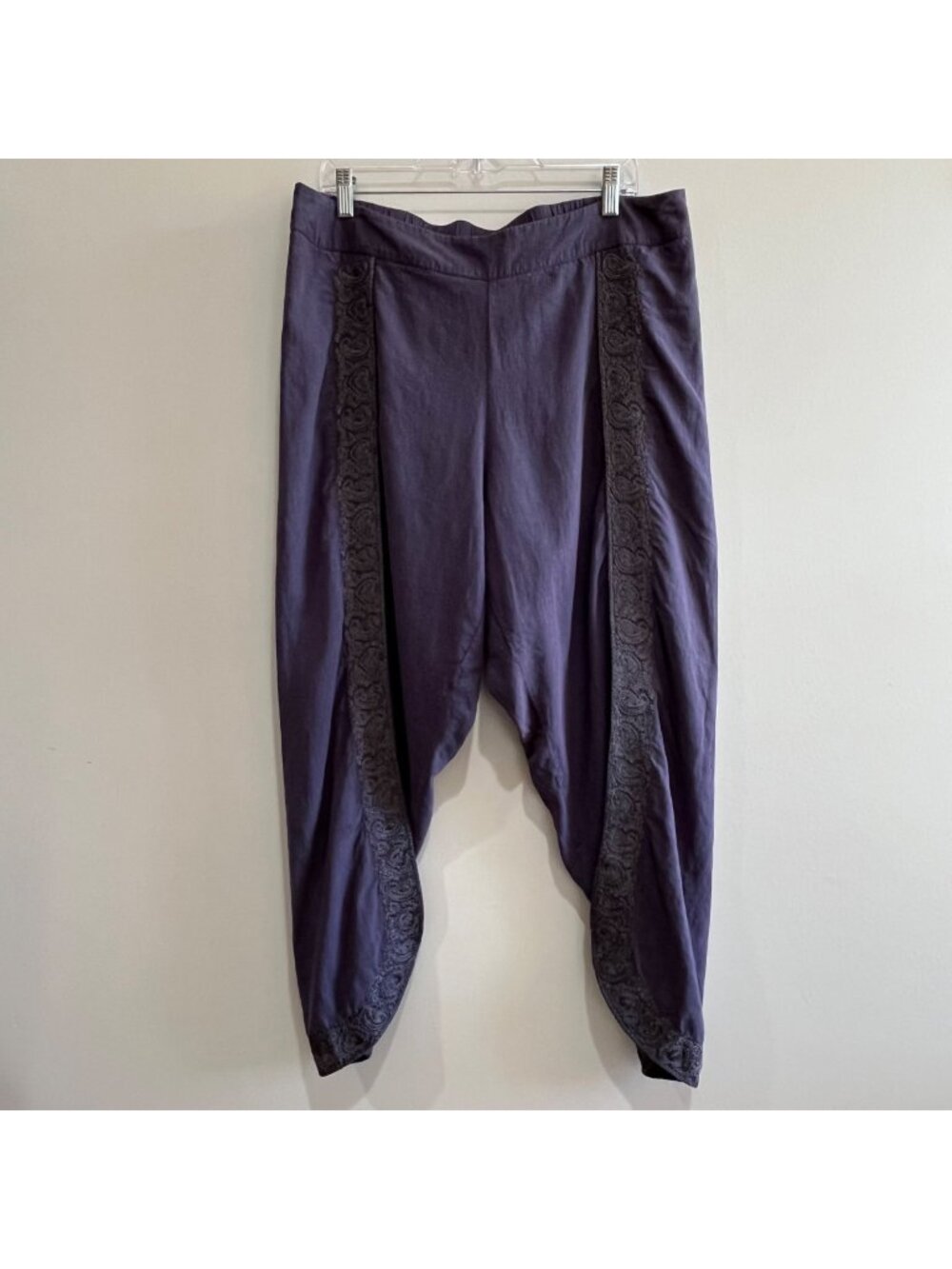 Soft Surroundings Cropped Linen Blend Harem Style Pants Womens XL Navy Lagenlook